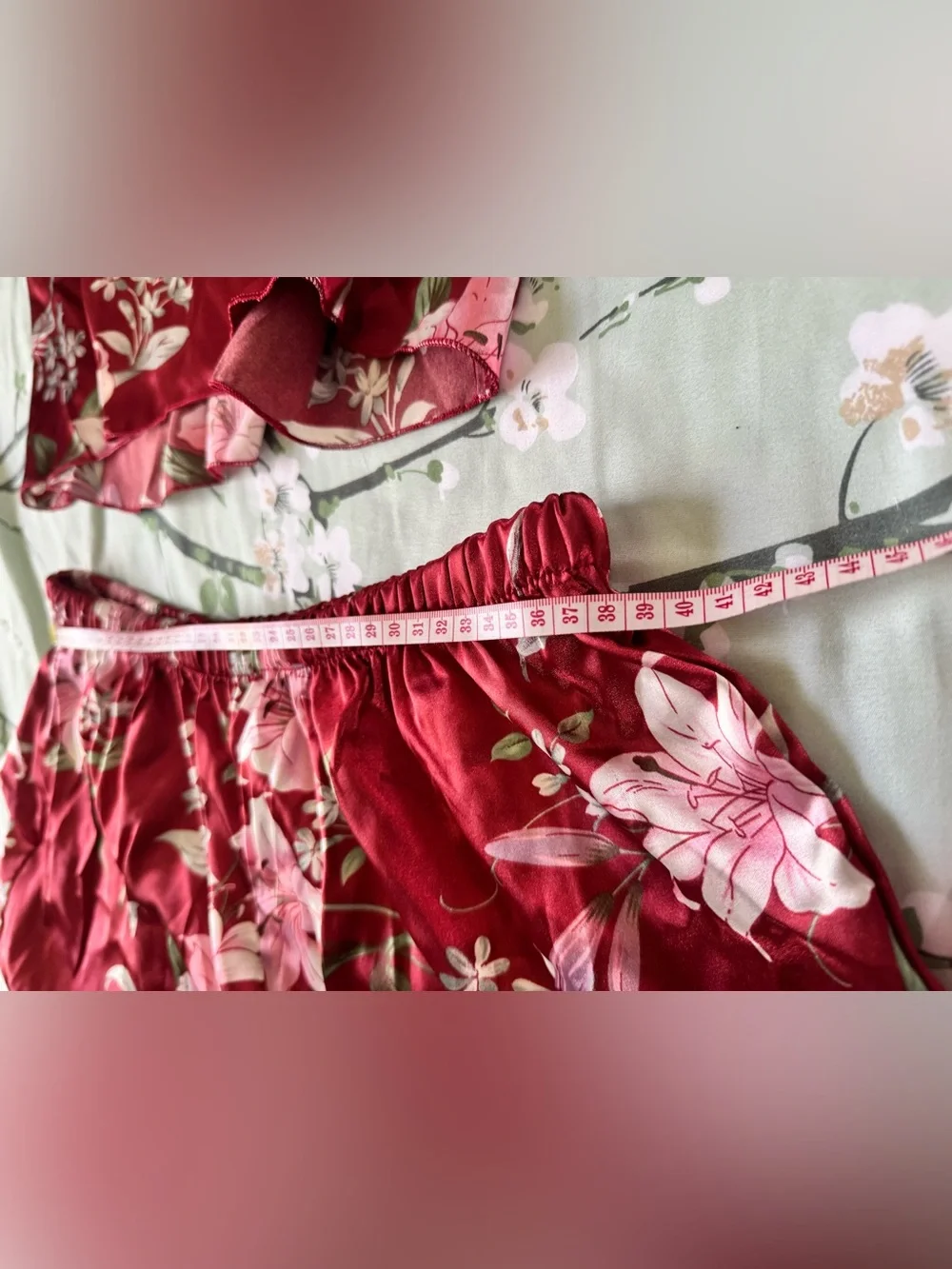 Women's Floral Satin Cami & Short Sleep Set - Red-Brand new, no tag.